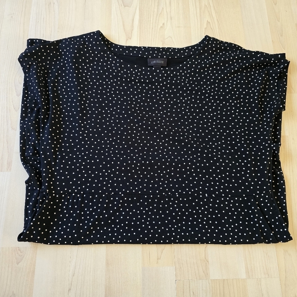 J.Jill Wearever Black Dress With White Polka Dots And Pockets Size Small